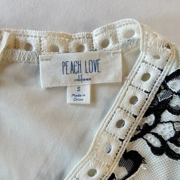 NWOT Peach Love California Lace Maxi Dress w Sheer Skirt in White & Black Size S - Picture 7 of 12